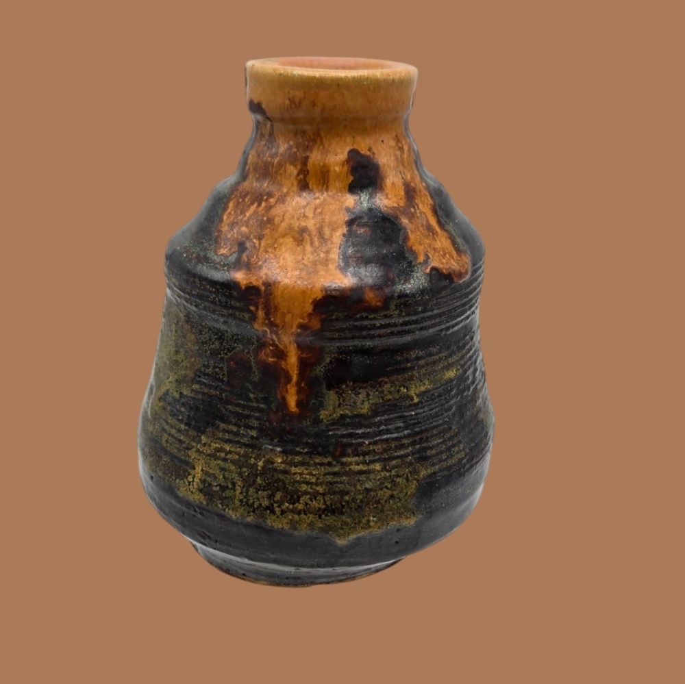 Handcrafted Pottery Vase Artist Signed EF